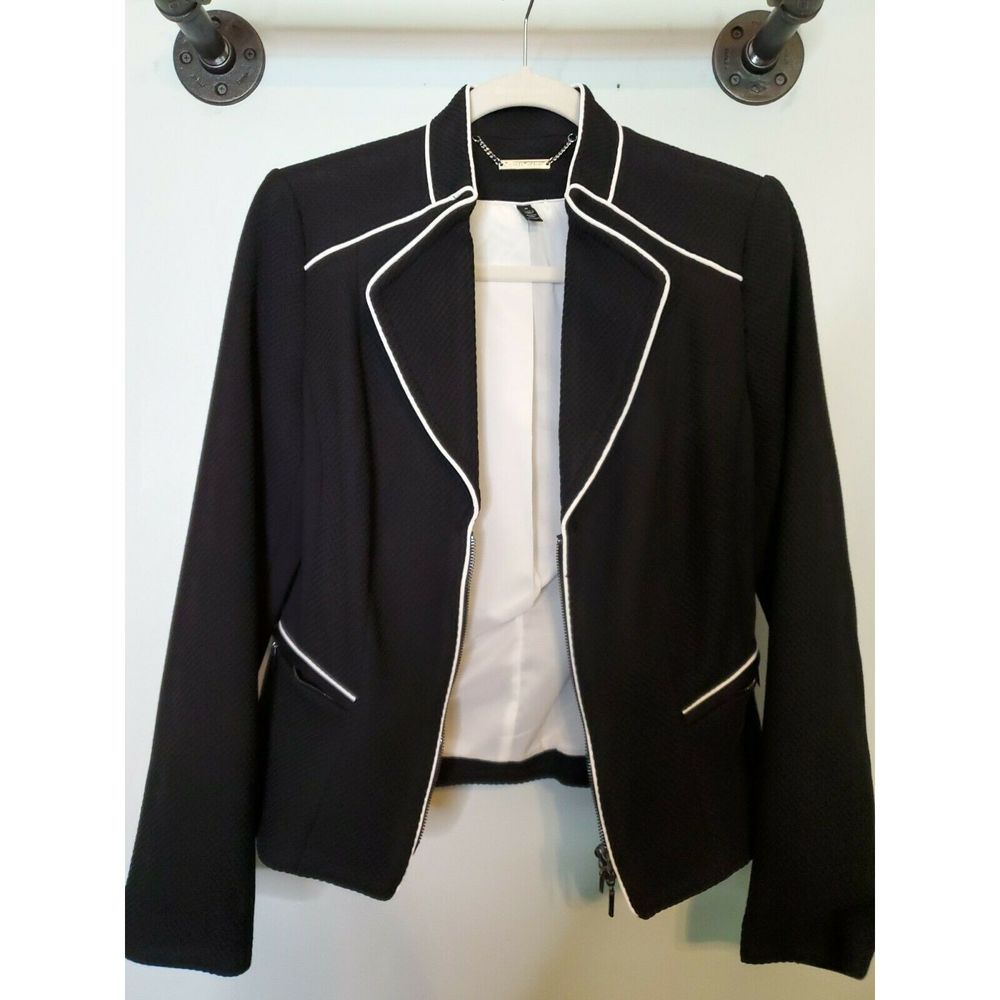 WHBM SZ. 8 Tweed Jacket Blazer Zip Up CAREER